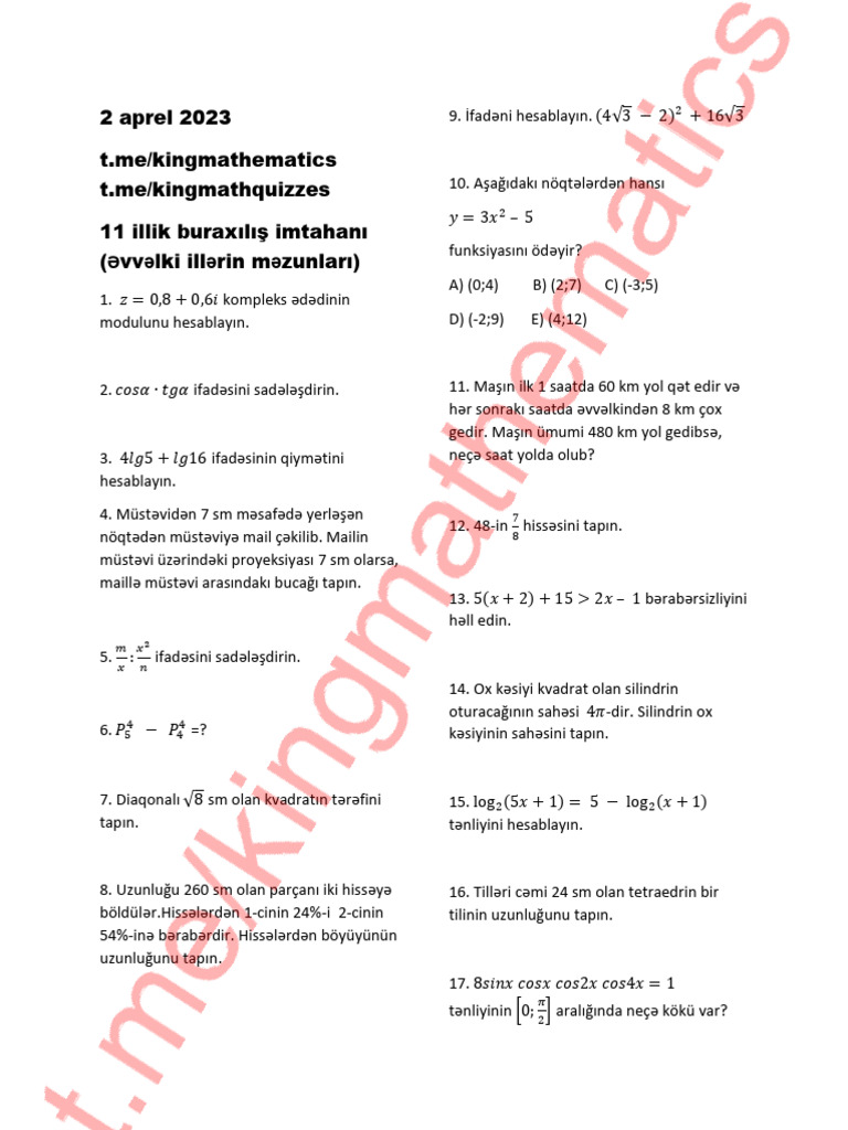 @kingmathematics 2 aprel 2023_250314_105232 | PDF