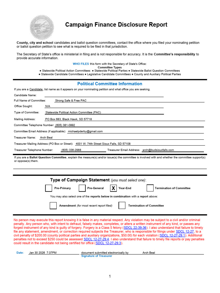 Strong Safe and Free PAC | PDF | Political Action Committee