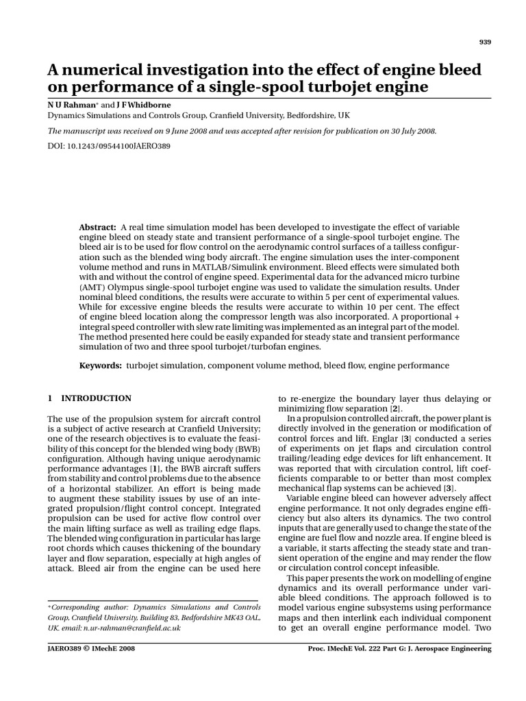 A Numerical Investigation Into The Effect of Engine Bleed On ...