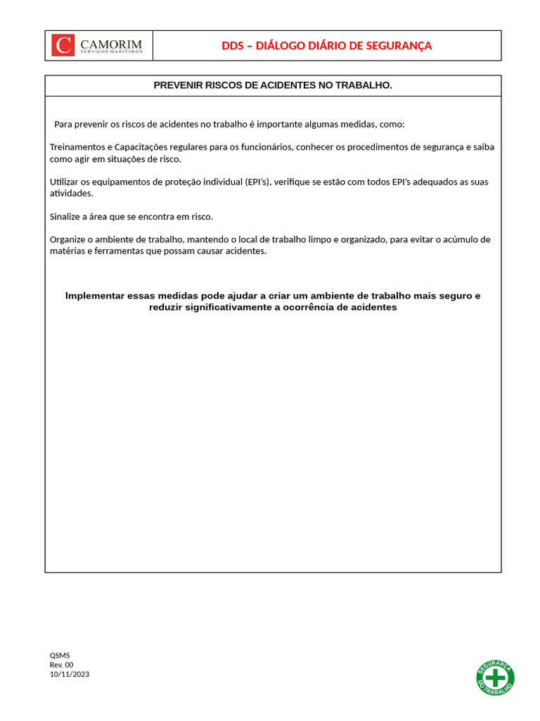 03 - Prevenir Riscos de Acidentes No Trabalho. - Copia | PDF