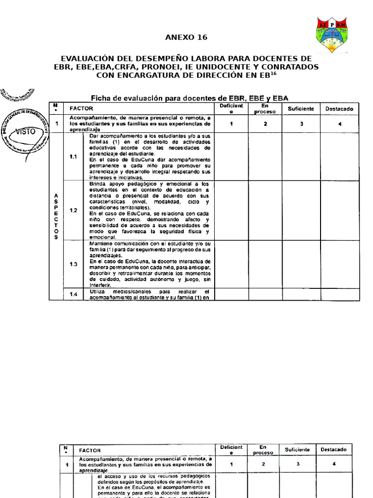 Anexo 16 - Ficha de Evaluación Docente 2026 | PDF