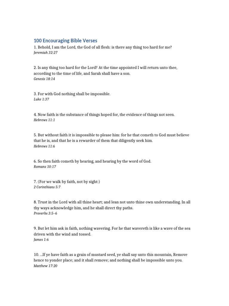 100 Encouraging Bible Verses | PDF | Epistle To The Romans | Religious ...