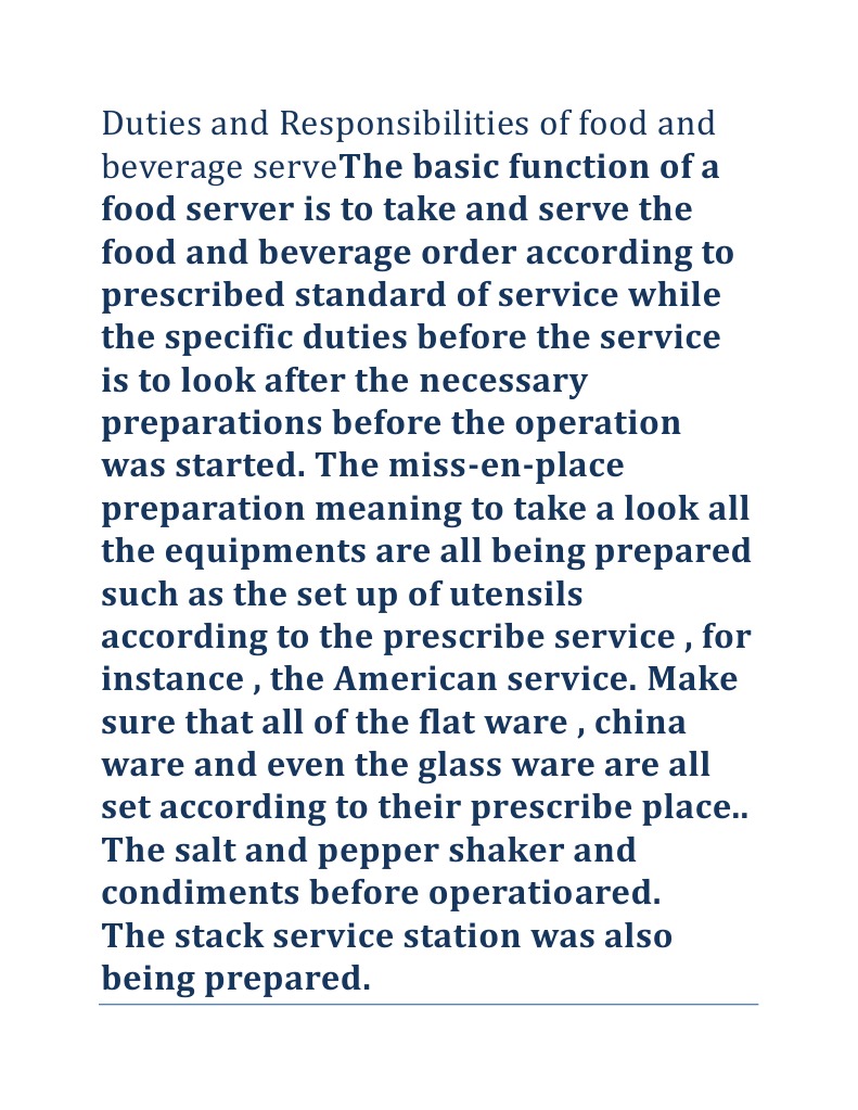 Duties and Responsibilities of Food and Beverage Server Download Free PDF Salad Vegetables