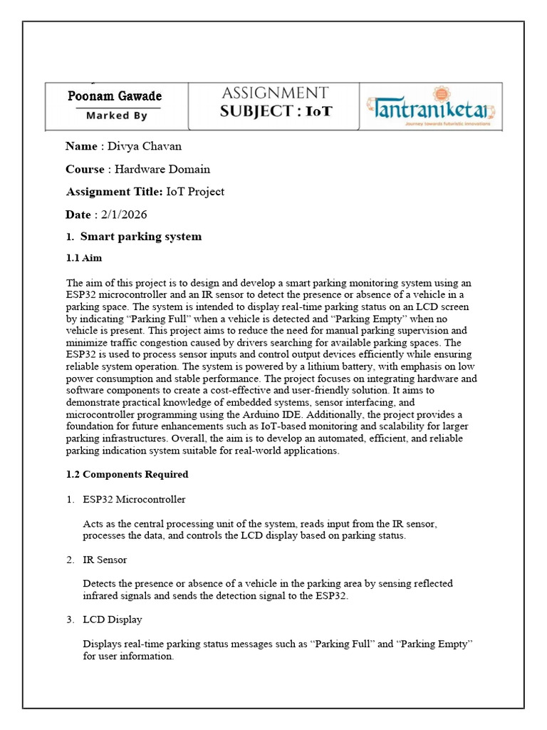 IoT Project Smart Parking | PDF | Internet Of Things | Microcontroller