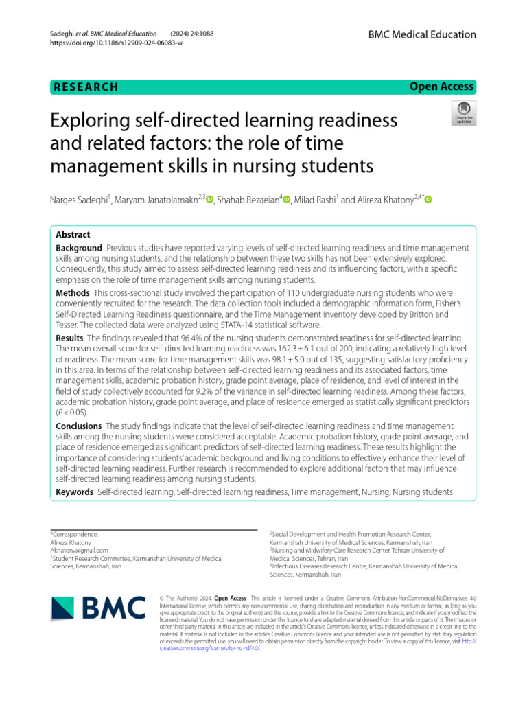 Exploring Self-Directed Learning Readiness and Related Factors | PDF ...
