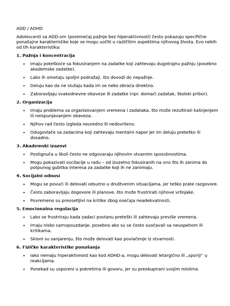 Add, Adhd | PDF