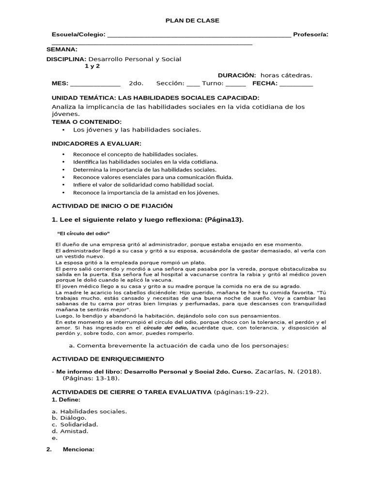 Plan Diario 2do Desarrollo 2024 | PDF | Toma de decisiones | Maestros