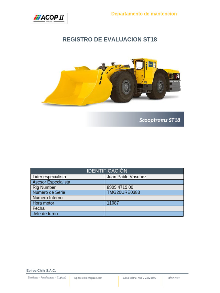 Scooptrams ST18 LHD 900 16-08-2024 | PDF | Vehículo de motor ...