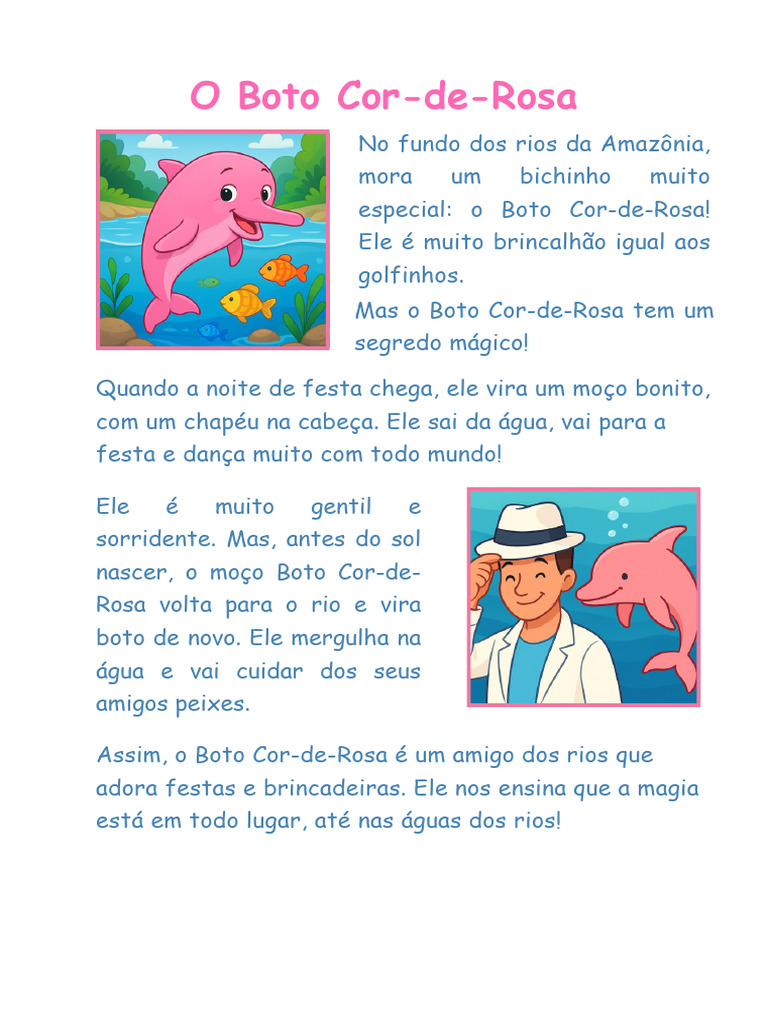 Boto Cor de Rosa Lenda Ilustrada PDF | PDF