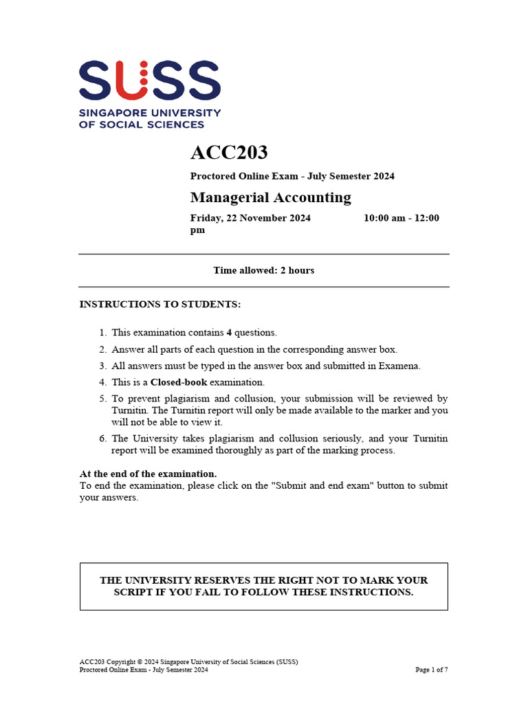 Acc203 Jul 2024 Poe | PDF | Expense | Sales