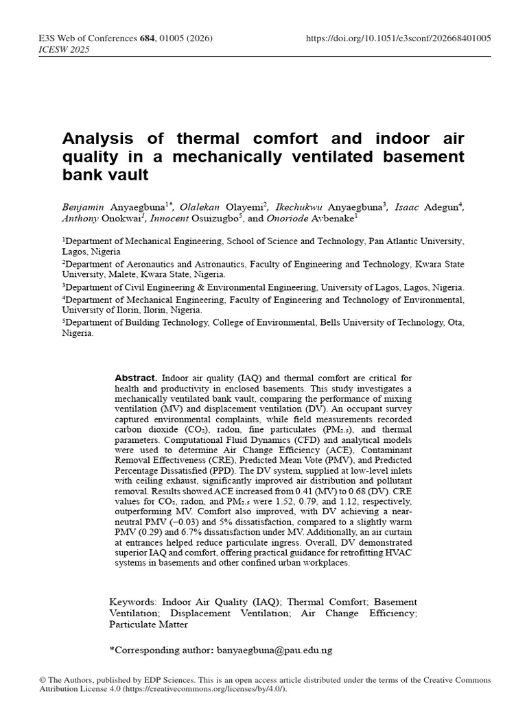 Analysis of Thermal Comfort and Indoor Air Quality | PDF | Ventilation ...