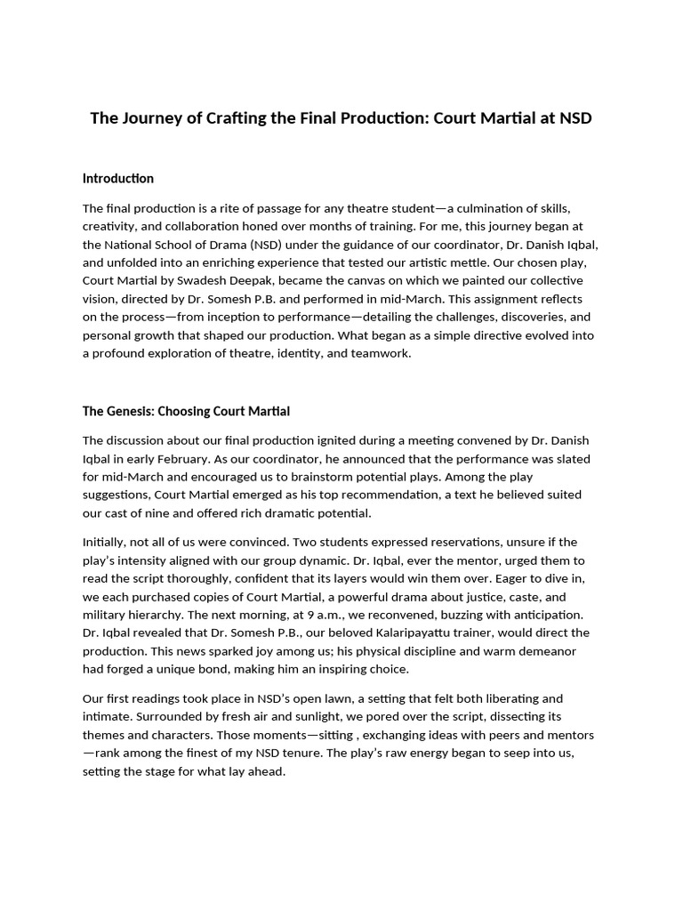 The Journey of Crafting The Final Production | PDF