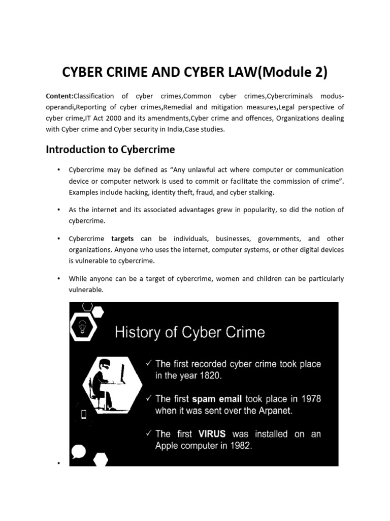 Module 2 Cyber Crime and Cyber Law Notes and MCQ | PDF | Cybercrime ...