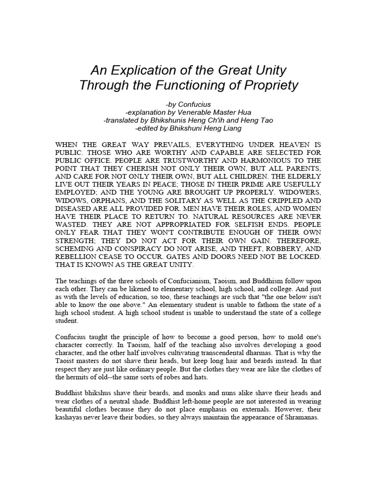 The Commonwealth of Great Unity | PDF | Confucianism | Bhikkhu