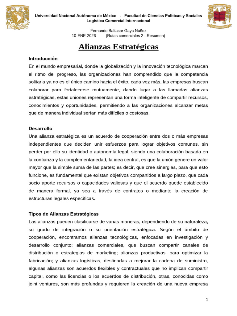 Alianzas Estratégicas - FBGN | PDF | Business | Economias
