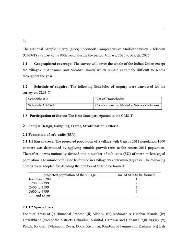 Survey Methodology and Estimation Procedure - CMS-Telecom-1 | PDF ...