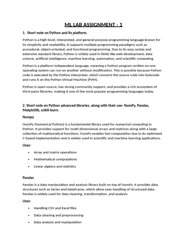Jigyasa Jain ML Assignment - 1 | PDF | Machine Learning | Python ...