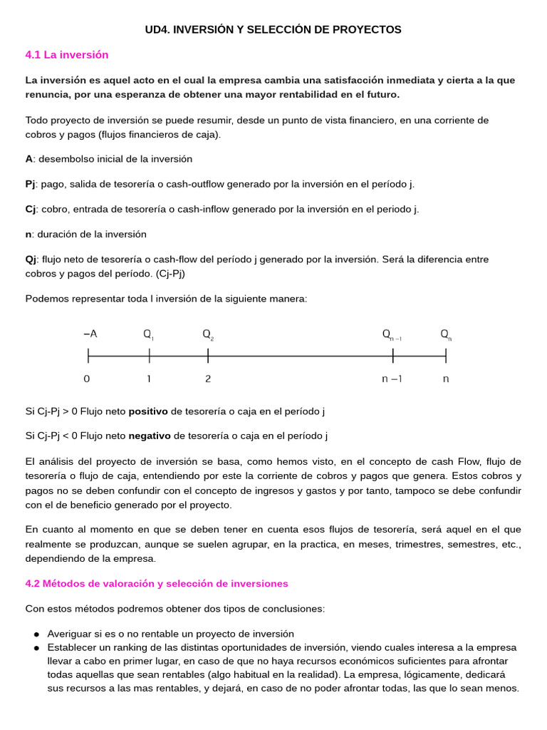 Ud4. Inversión y Selección de Proyectos | PDF | Tasa interna de retorno ...