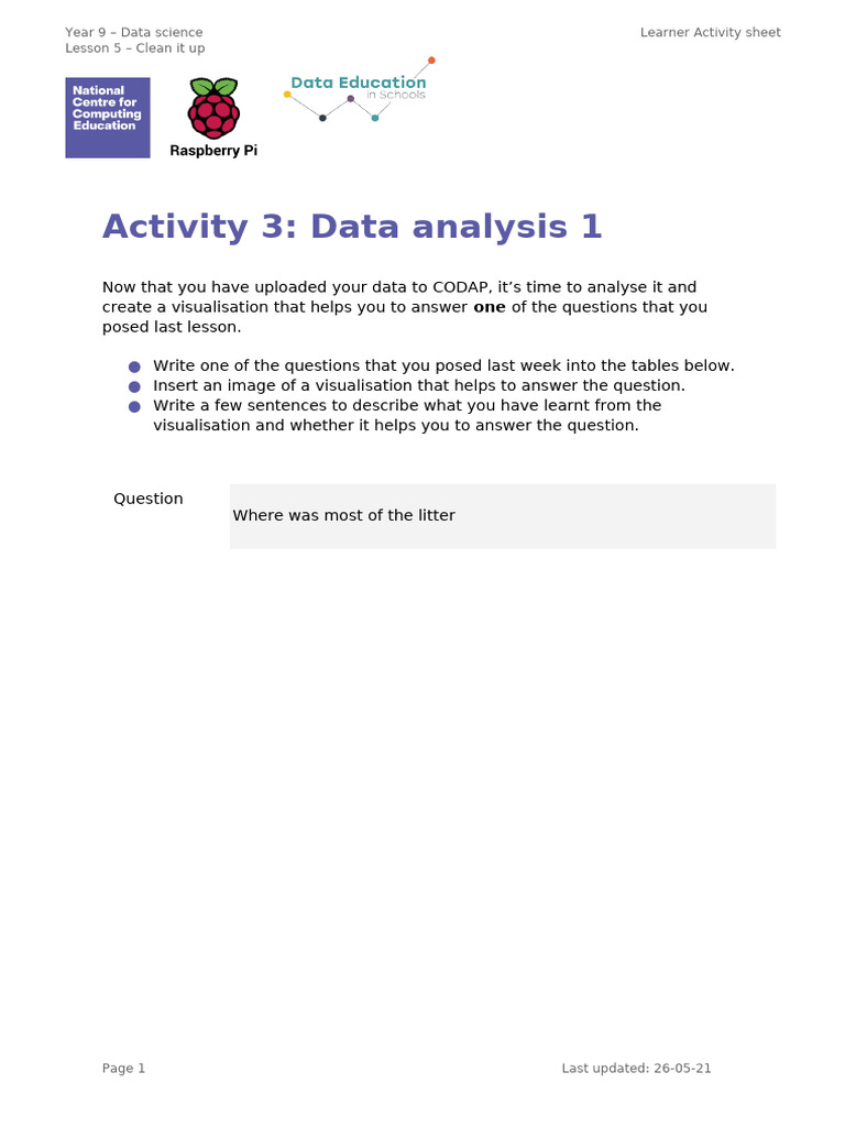 A3 Worksheet Data Analysis | PDF