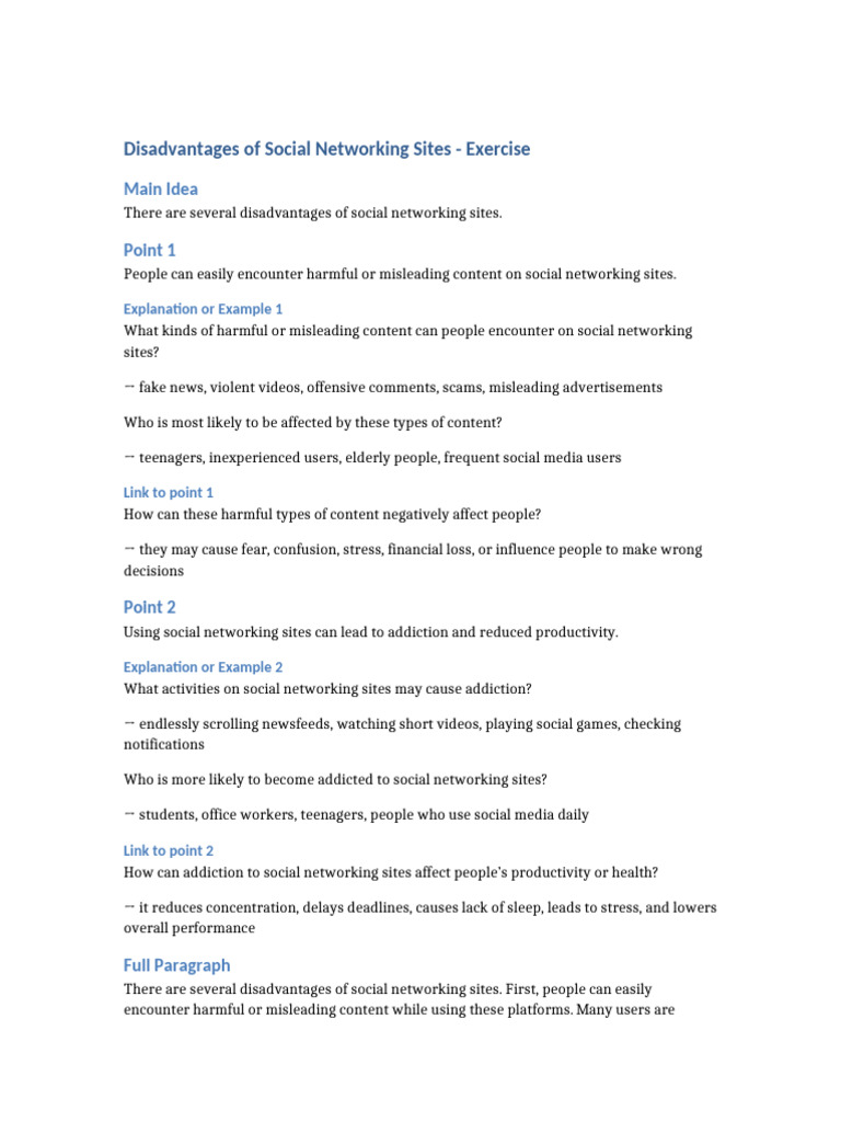 Disadvantages Social Networking | PDF