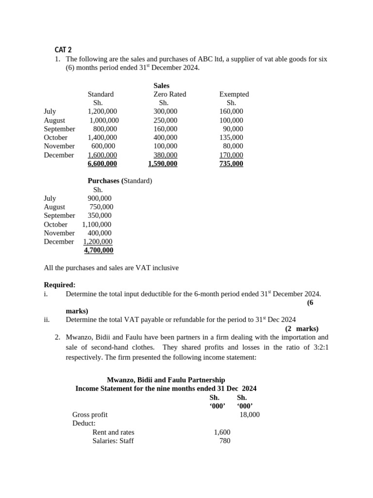 Cat 2 2026 | PDF | Income Statement | Value Added Tax