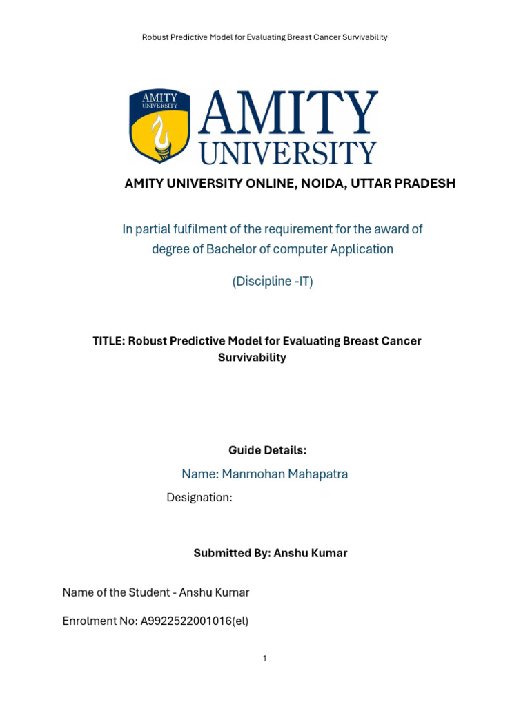 Amity Final Year Project | PDF | Machine Learning | Support Vector Machine