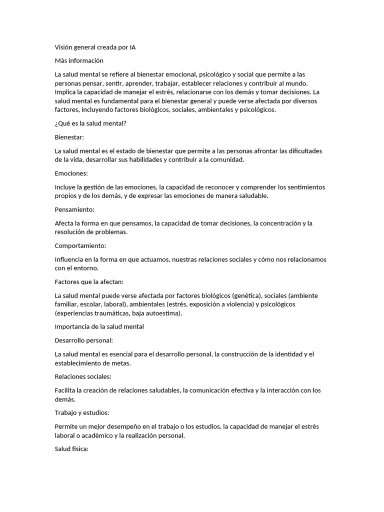 Salud Mental | PDF | Salud mental | Las emociones
