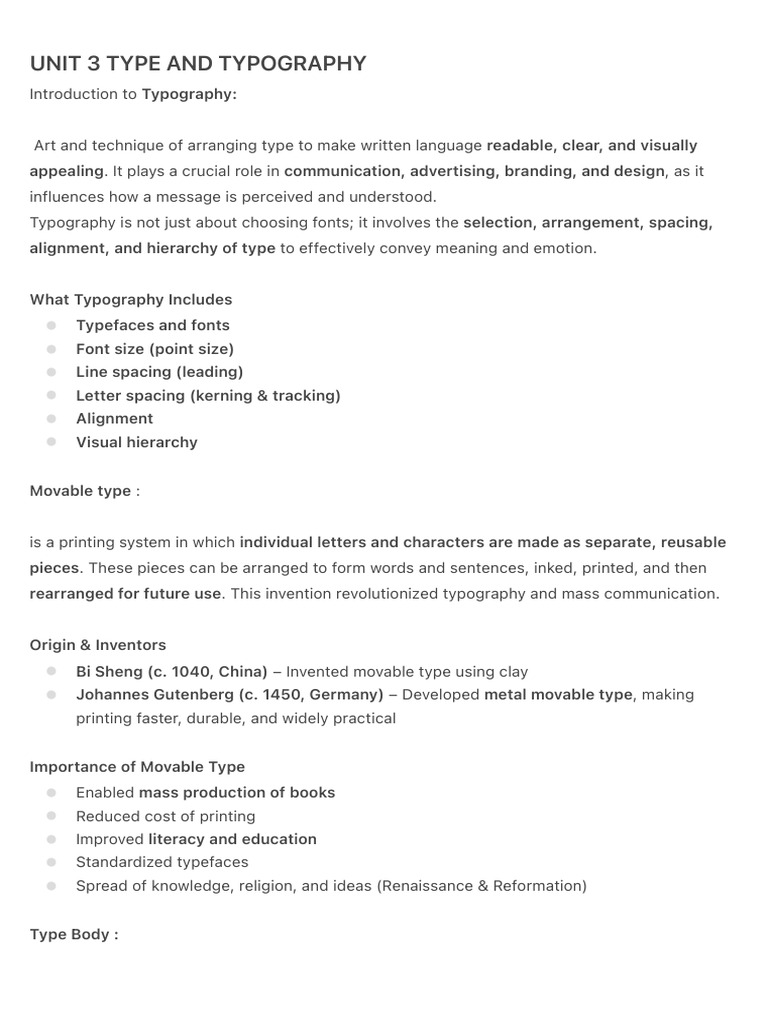 Unit 3 Type and Typography | PDF | Typefaces | Typography
