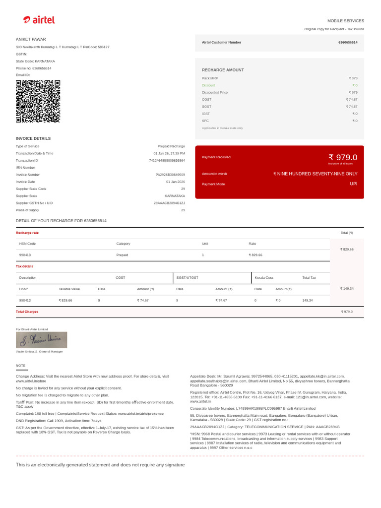 7412464958809636864 | PDF | Invoice | Payments