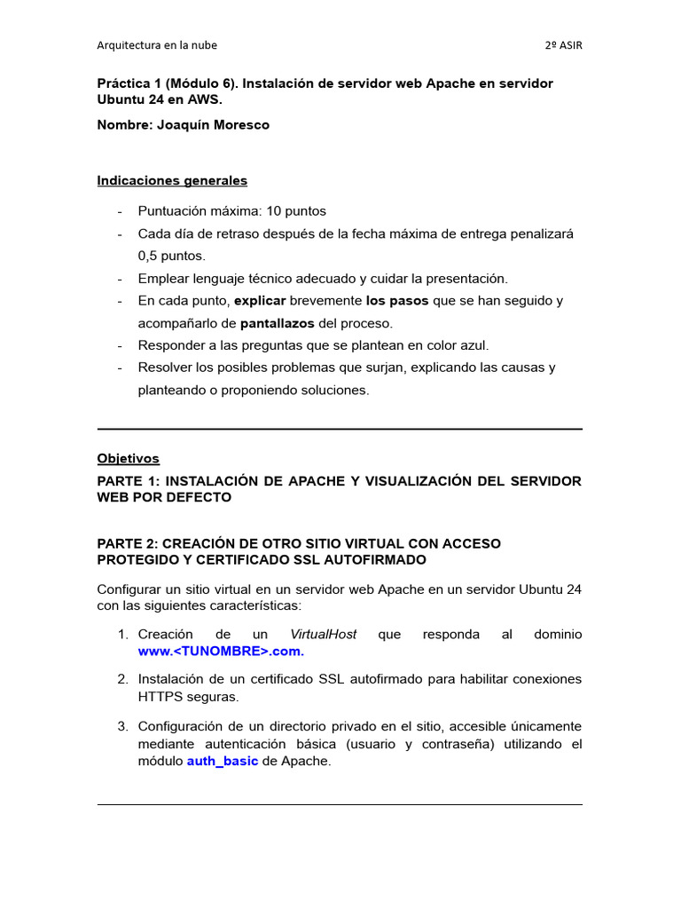 Práctica 1 (Módulo 6). Instalación de Servidor Web Apache en AWS ...