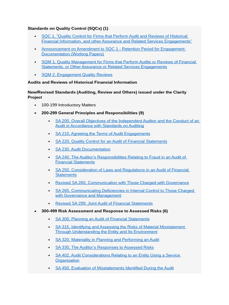 Engagement and Quality Standards | PDF | Audit | Financial Audit