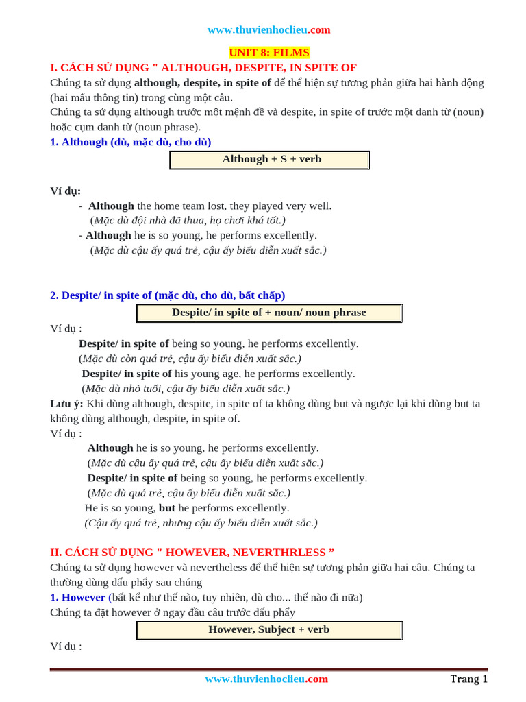BTTHCS TA7 Unit 8 | PDF | Linguistics