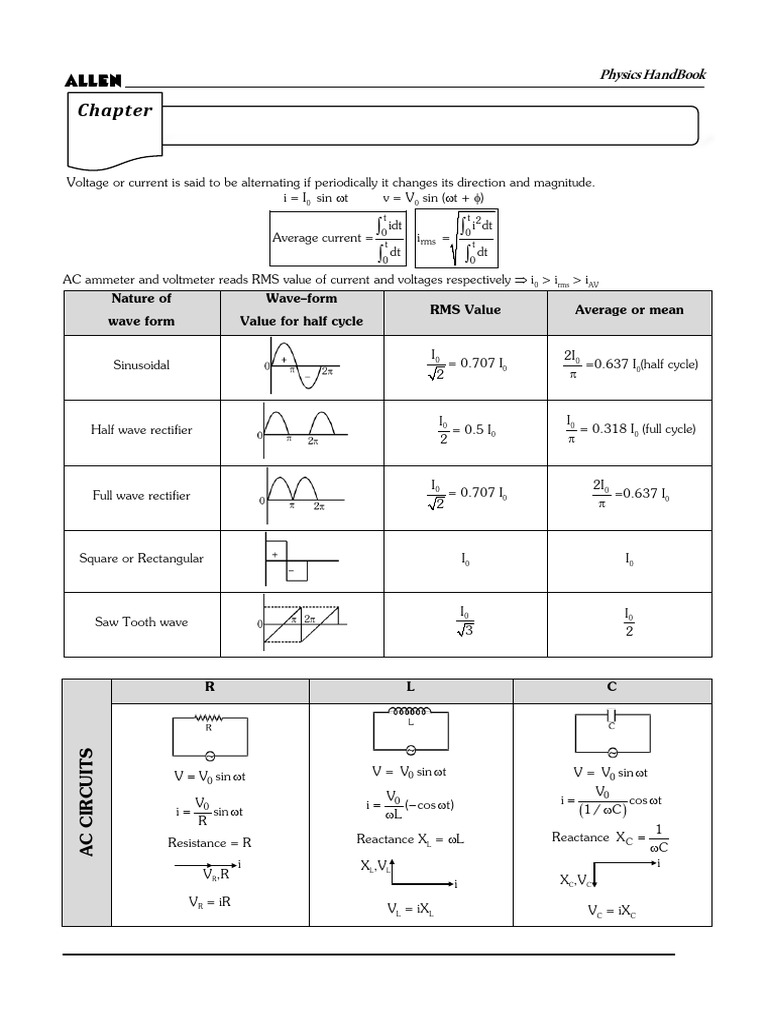 Chapter 20 Alternating Current em Waves | PDF | Energy Level | Resonance