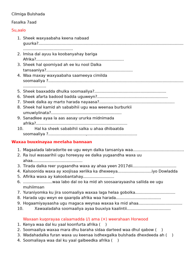 CILMIGA BULSHADA 7AAD | PDF