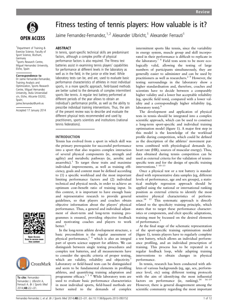 Fitness Testing of Tennis Player - How Valuable Is It | PDF | Aerobic ...