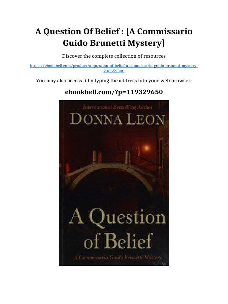 A question of belief : [a Commissario Guido Brunetti mystery] Kindle ...