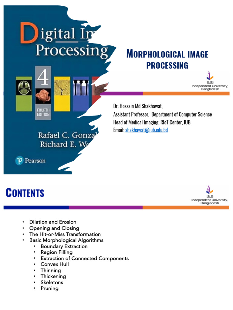 ImgProc Morphological Processing - L9 | PDF | Signal Processing | Graphics