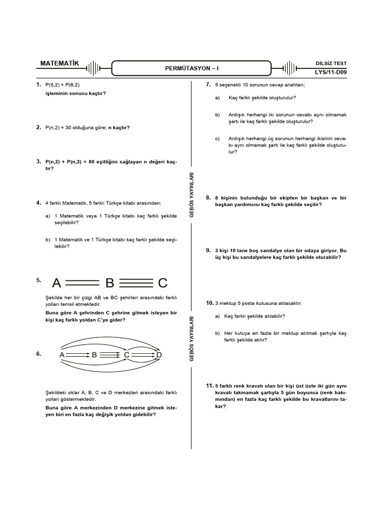 Test 09 Permütasyon I | PDF