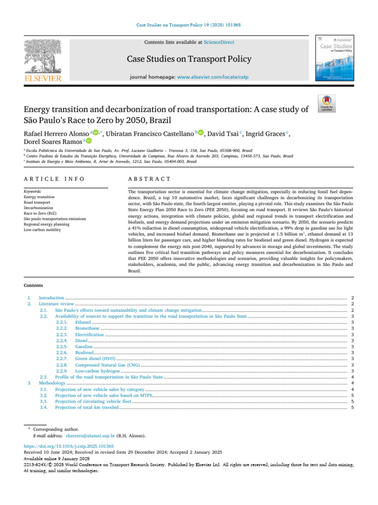 Energy Transition and Decarbonization of Road Transportation a Case ...