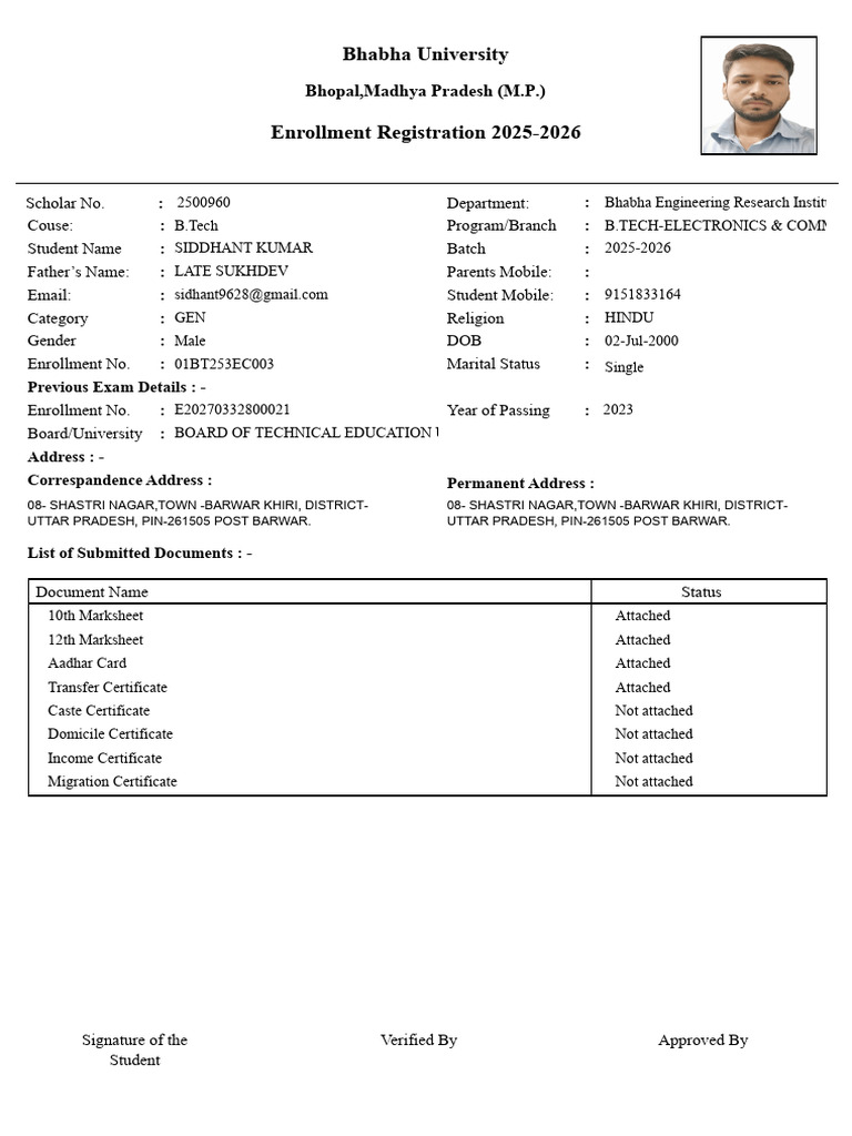 Examination Form Varify | PDF