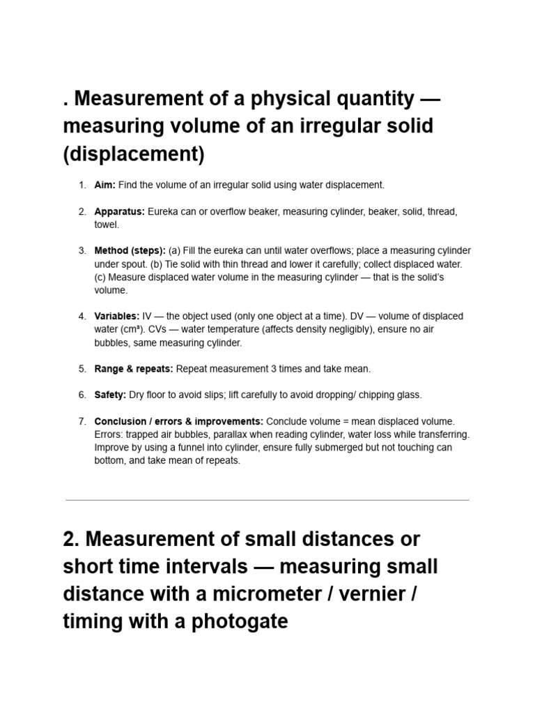 Physics Paper 6 Experiments | PDF | Resistor | Density