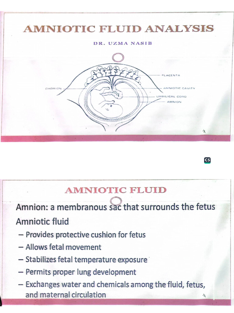 Amniotic Fluid Analysis | PDF