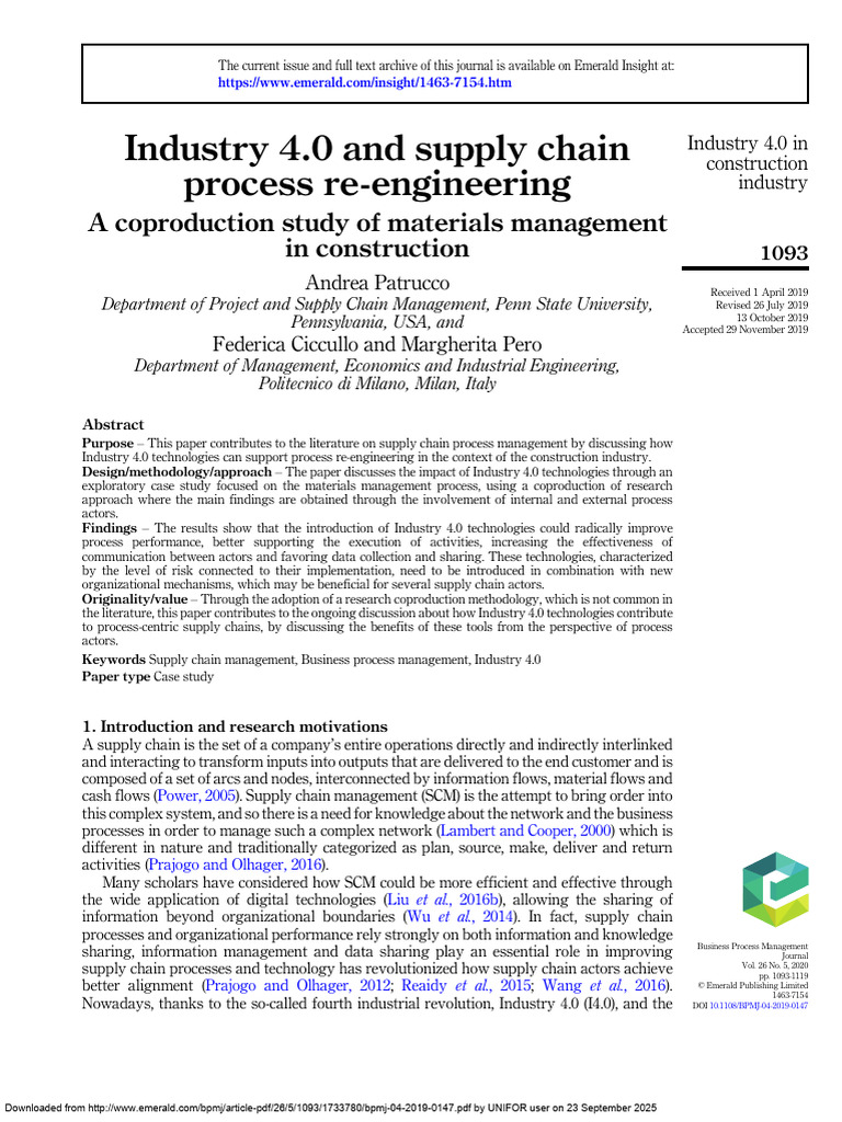 Scholar - Industry 4.0 and Supply Chain Process Re-Engineering | PDF ...