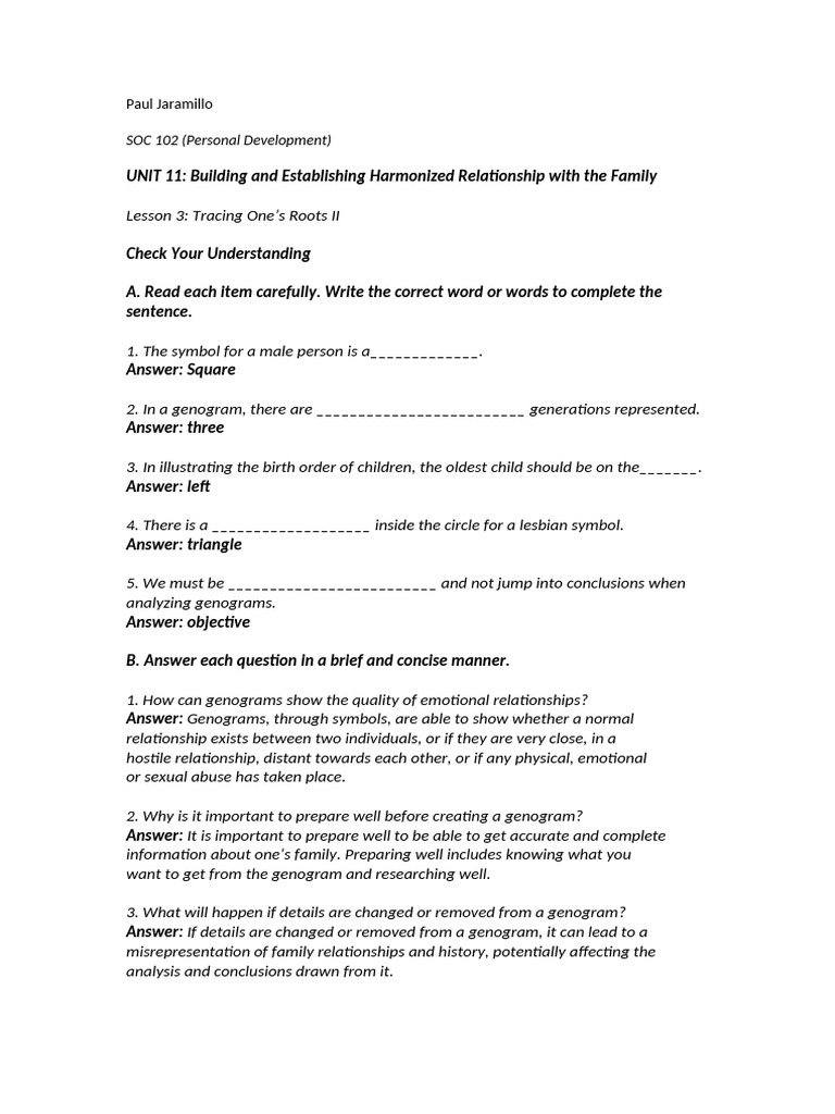 SOC 201 Unit 11 Lesson 3 Tracing One's Roots II | PDF | Cognition ...