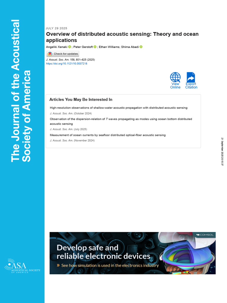 Overview of Distributed Acoustic Sensing: Theory and Ocean Applications ...