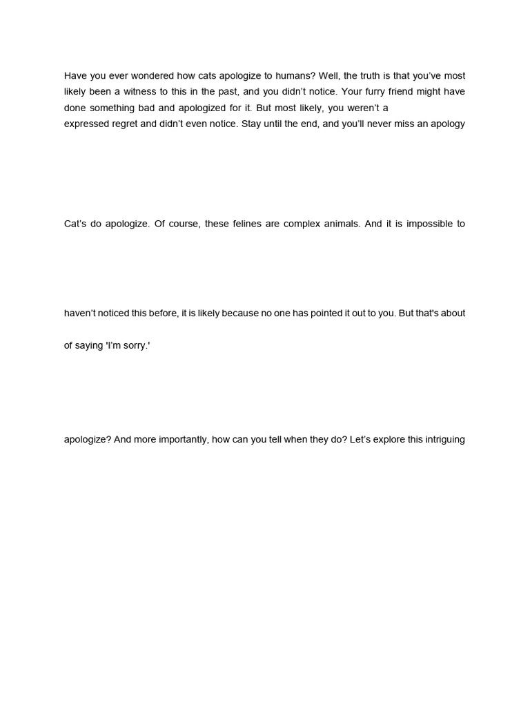 How Do Cats Apologize To Humans - SCRIPT | PDF | Cats | Zoology
