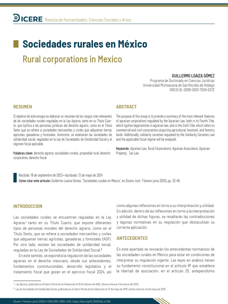Sociedades Rurales en México | PDF | Sociedad de responsabilidad ...