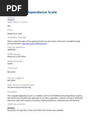 Ecigarette Dependence Scale | PDF | Electronic Cigarette | Psychometrics