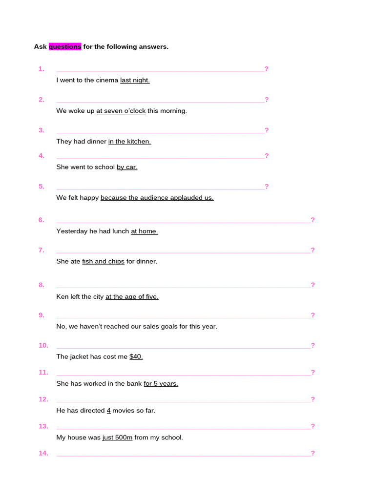 Asking Questions Exercise | PDF