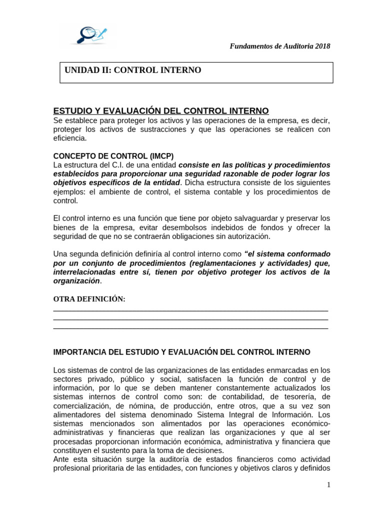 Control Interno | PDF | Auditoría | Contabilidad